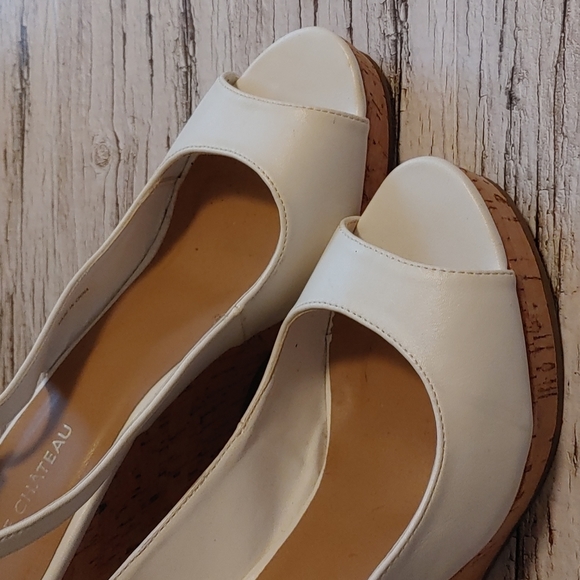 Chateau White leather platforms shoes slip ons women size 38 - Picture 2 of 15